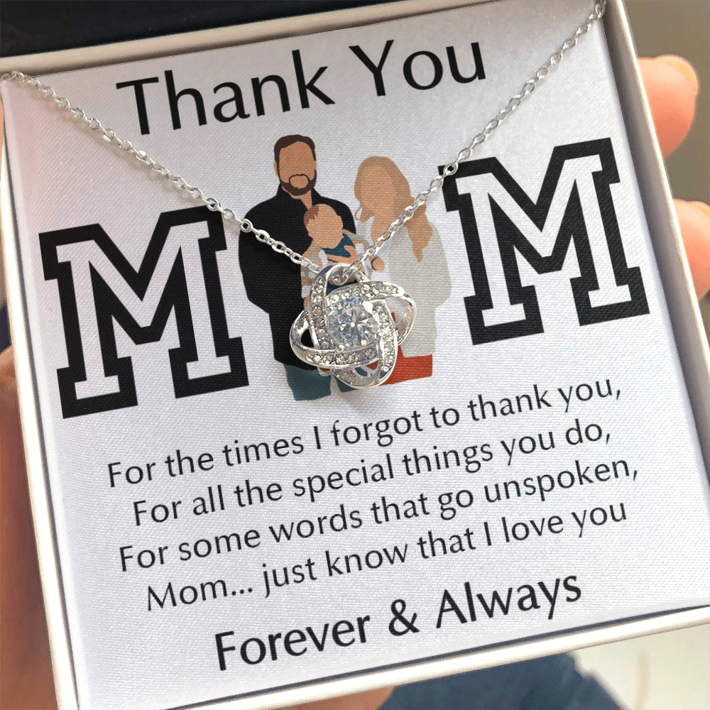 Thank You Mom Love Knot Necklace