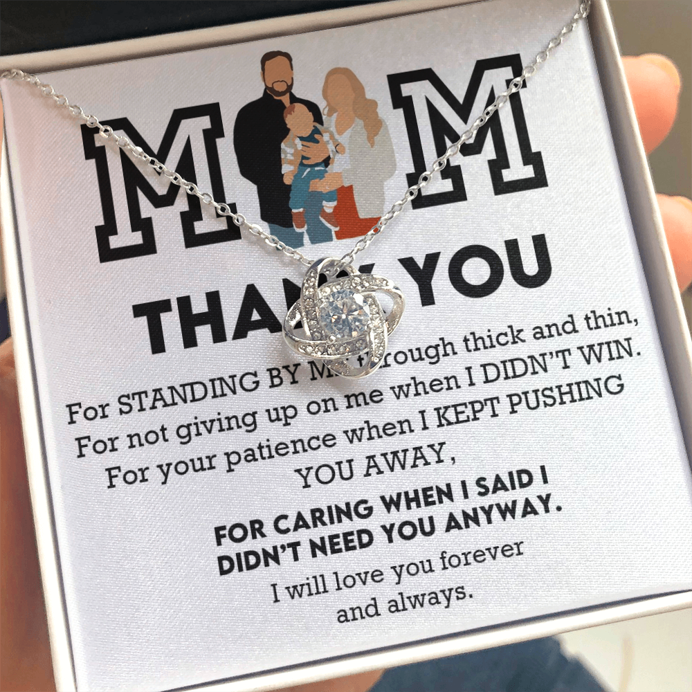 Mom Thank You Love Knot Necklace