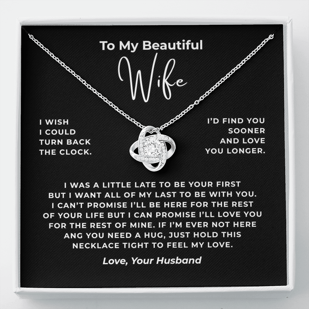 To My Beautiful Wife Interlocking Hearts Necklace