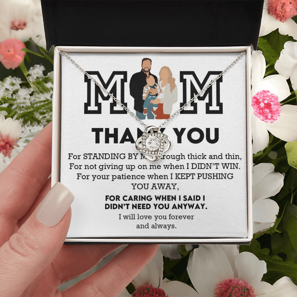 Mom Thank You Love Knot Necklace