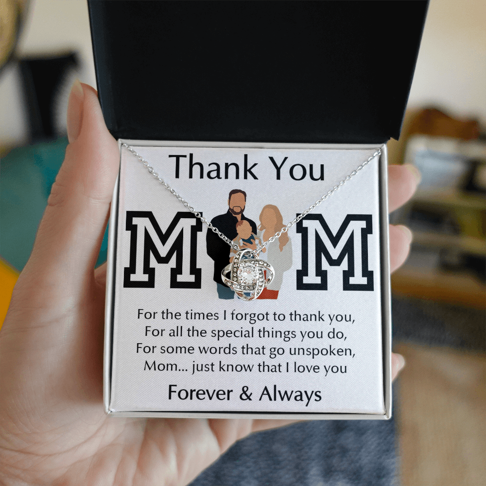 Thank You Mom Love Knot Necklace