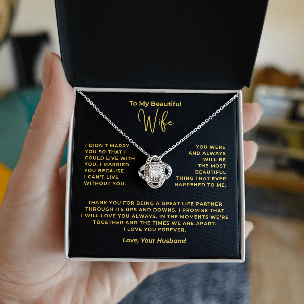 To My Beautiful Wife Interlocking Hearts Necklace