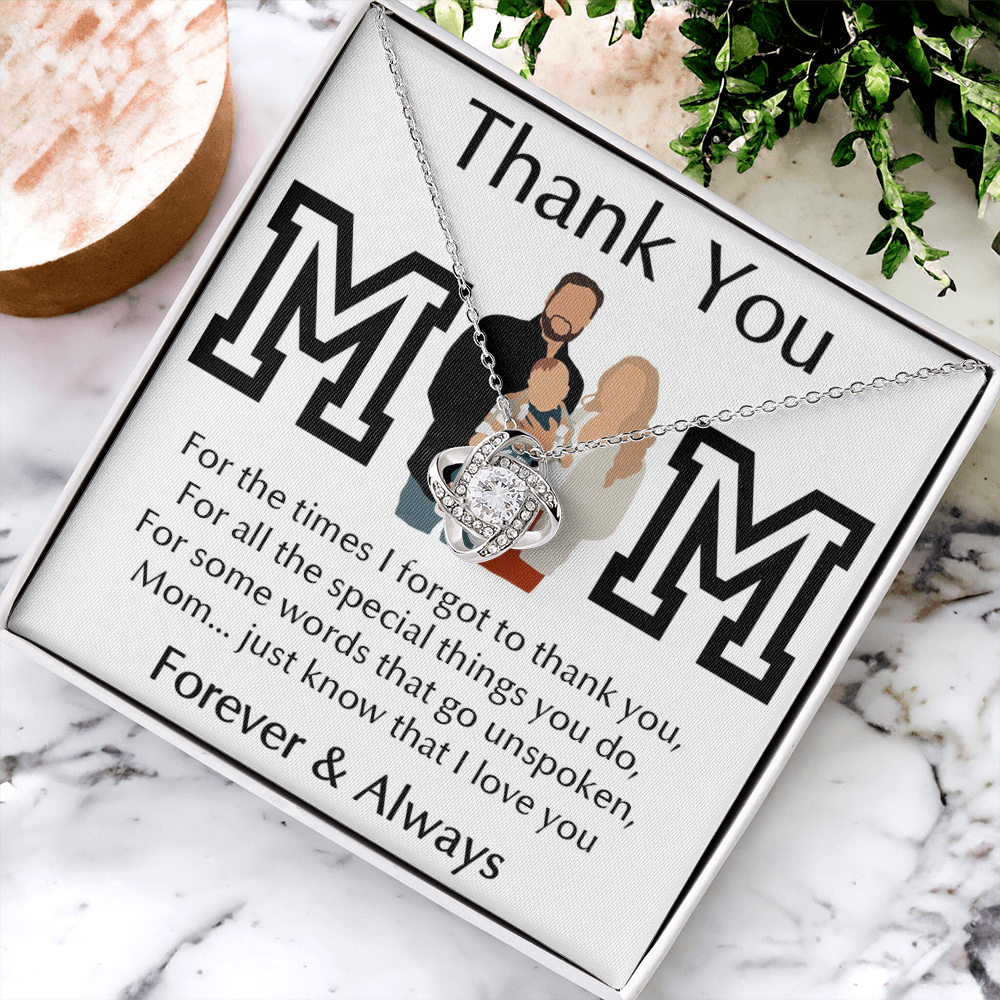 Thank You Mom Love Knot Necklace