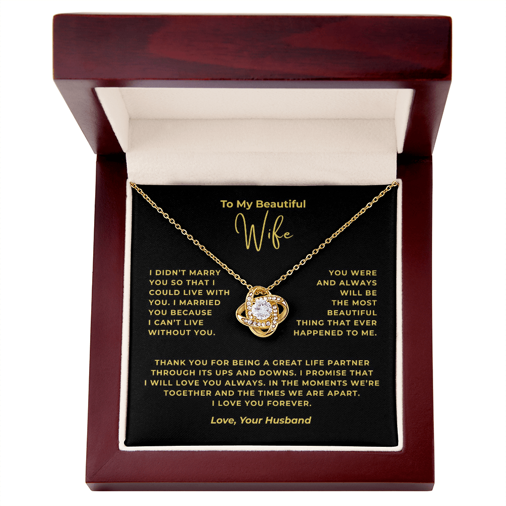 To My Beautiful Wife Interlocking Hearts Necklace