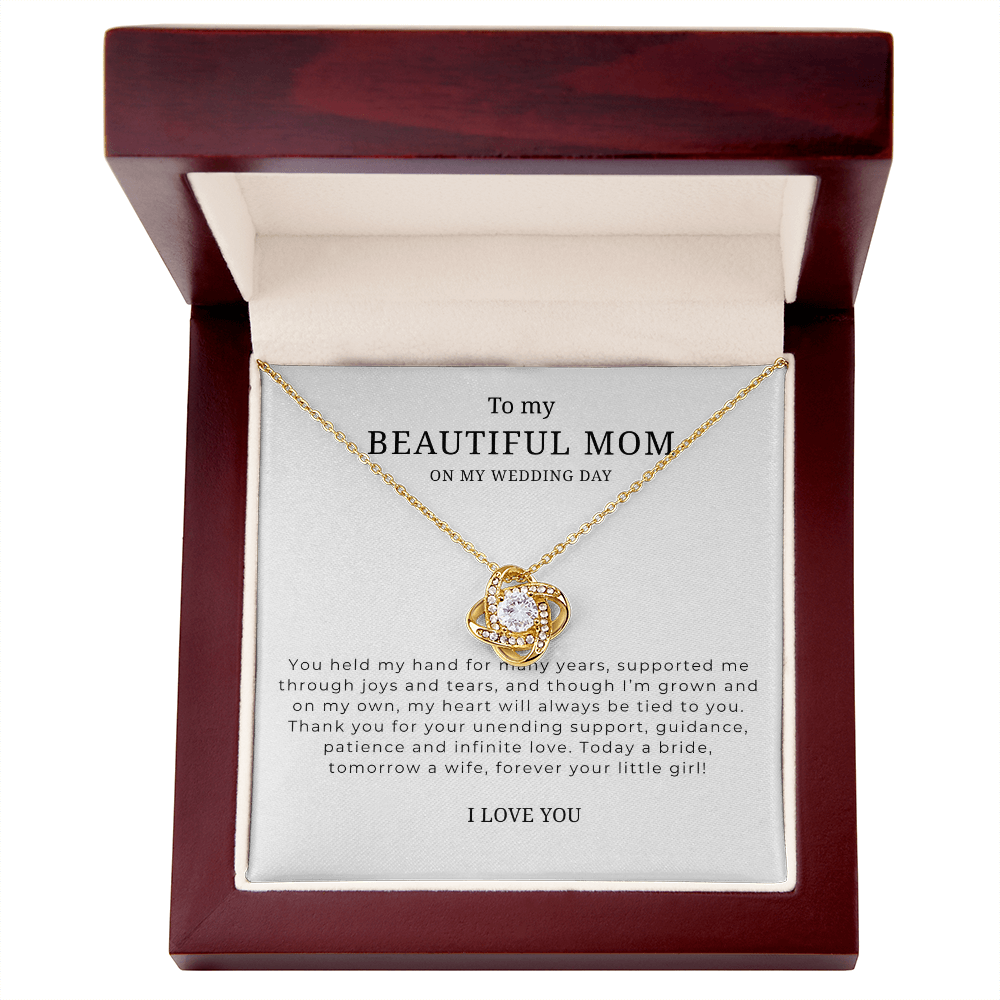To My Beautiful Mom On My Wedding Day Interlocking Hearts Necklace
