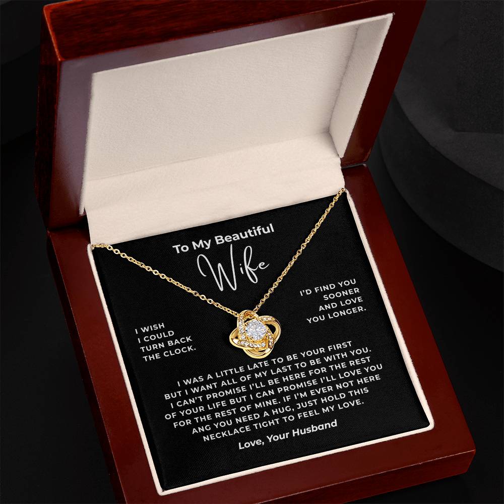 To My Beautiful Wife Interlocking Hearts Necklace
