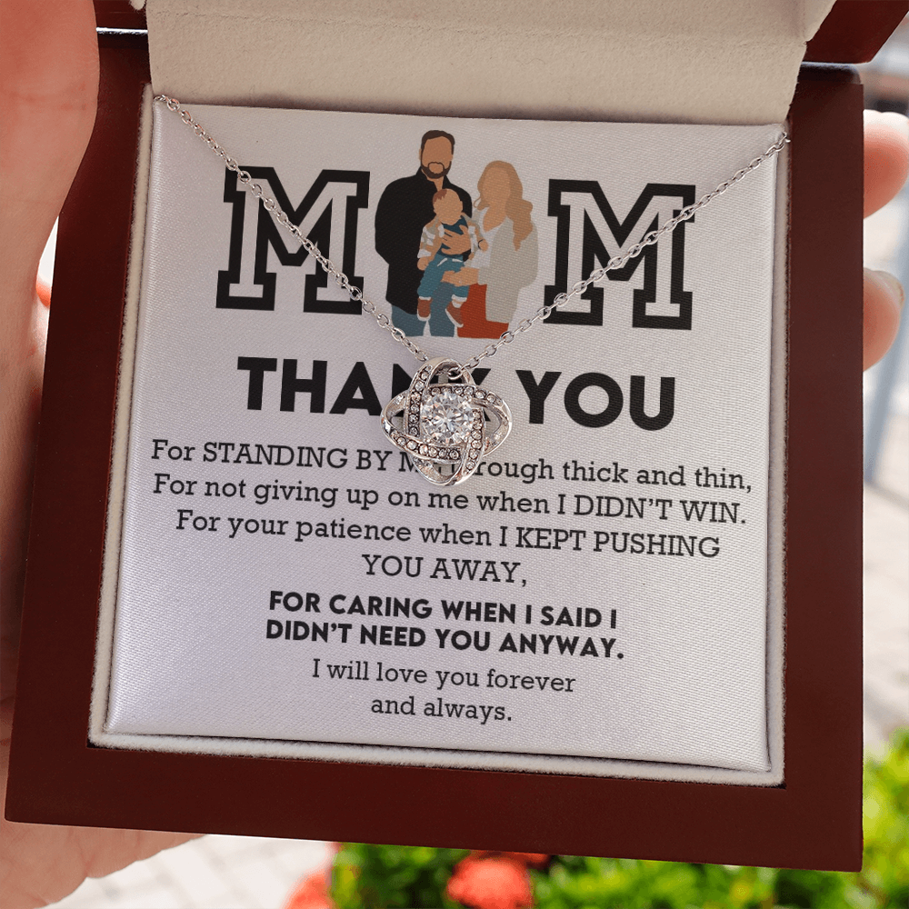Mom Thank You Love Knot Necklace