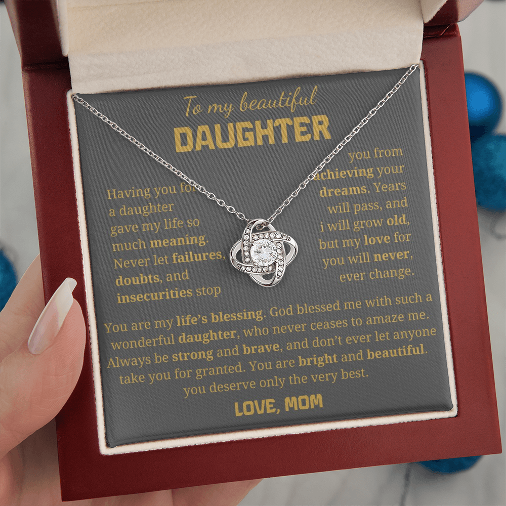 To My Daughter Love Knot Necklace