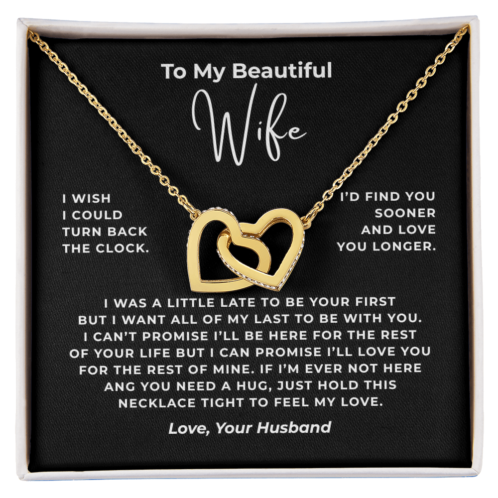 To My Beautiful Wife Interlocking Hearts Necklace