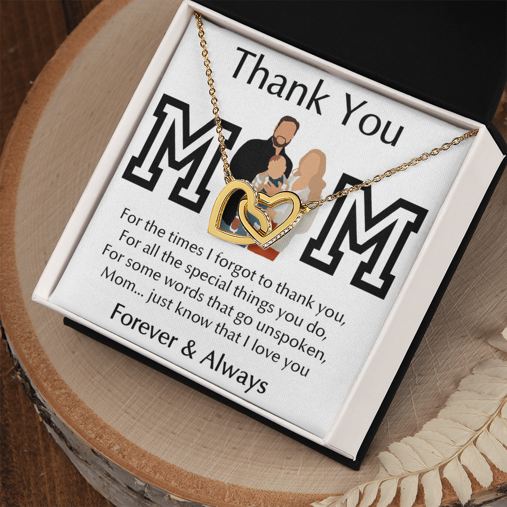 Thank You Mom Interlocking Hearts Necklace