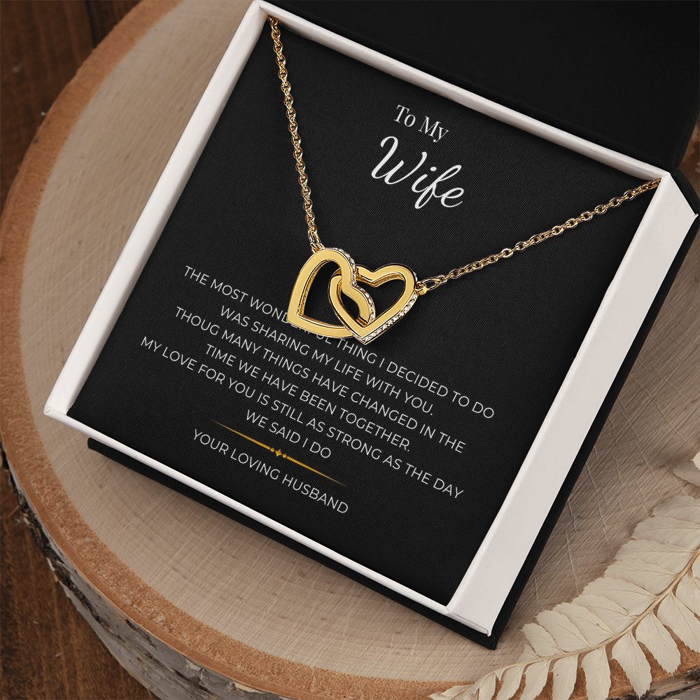 To My Wife Interlocking Hearts Necklace