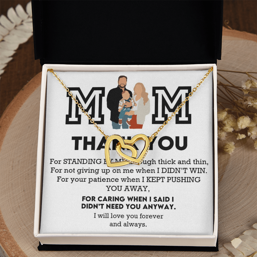 Mom Thank You Interlocking Hearts Necklace