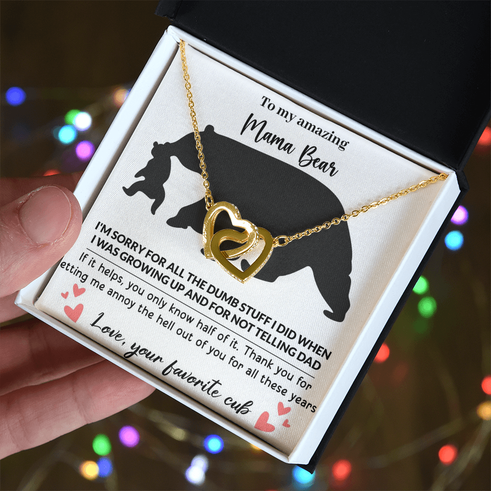 Mama Bear Interlocking Hearts Necklace