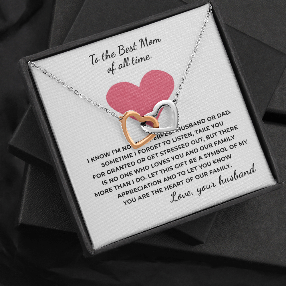 To The Best Mom of All Time Interlocking Hearts Necklace