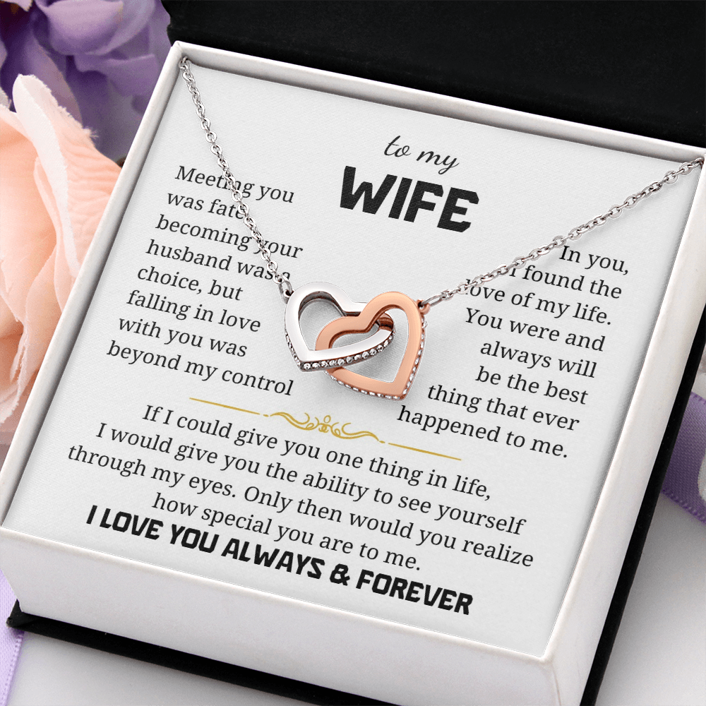 To My Wife Interlocking Hearts Necklace