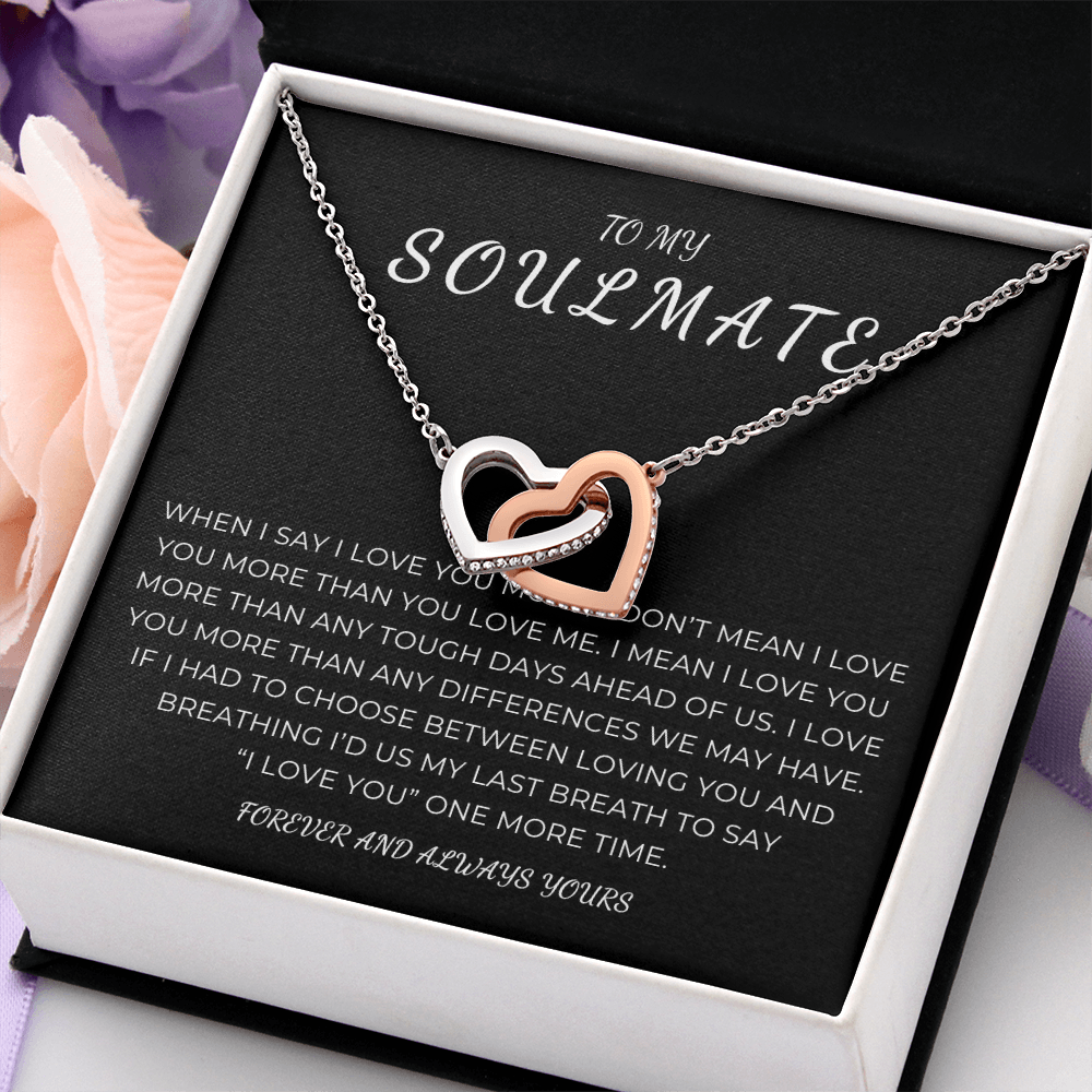 To My Soulmate Interlocking Hearts Necklace