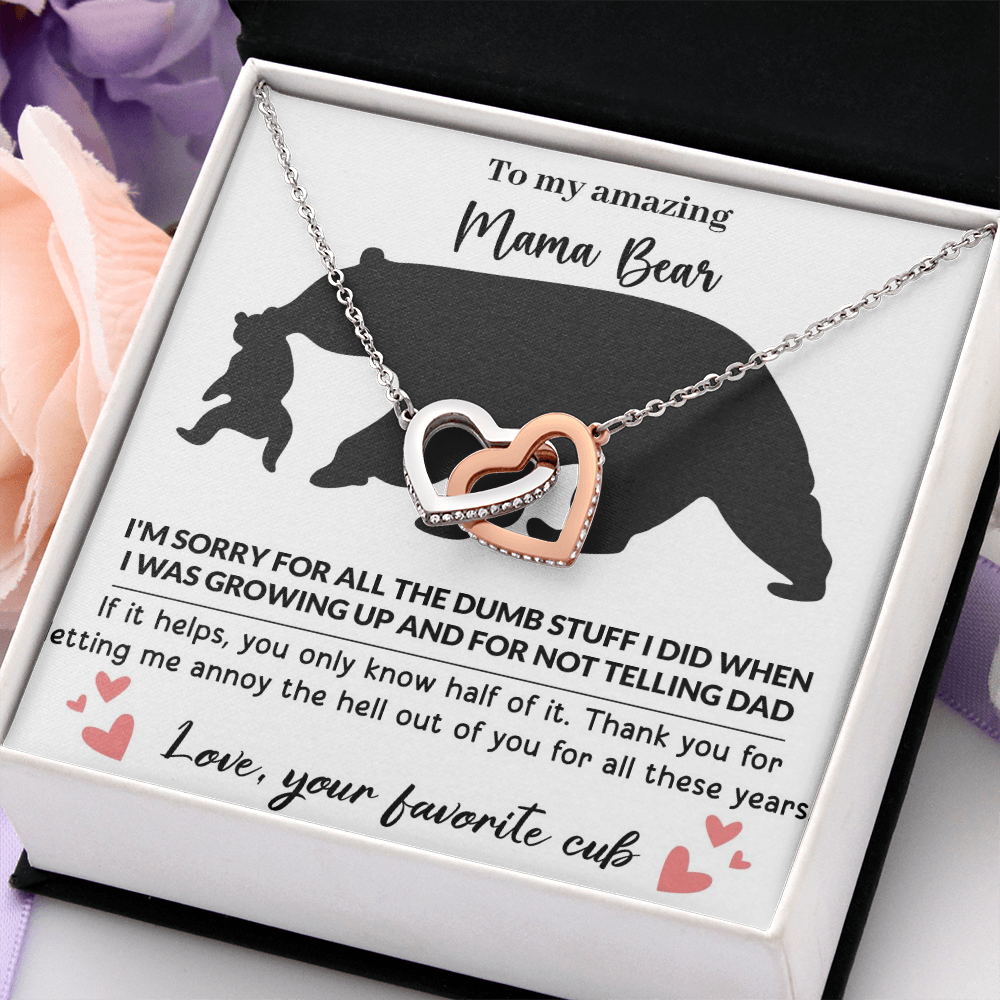 Mama Bear Interlocking Hearts Necklace
