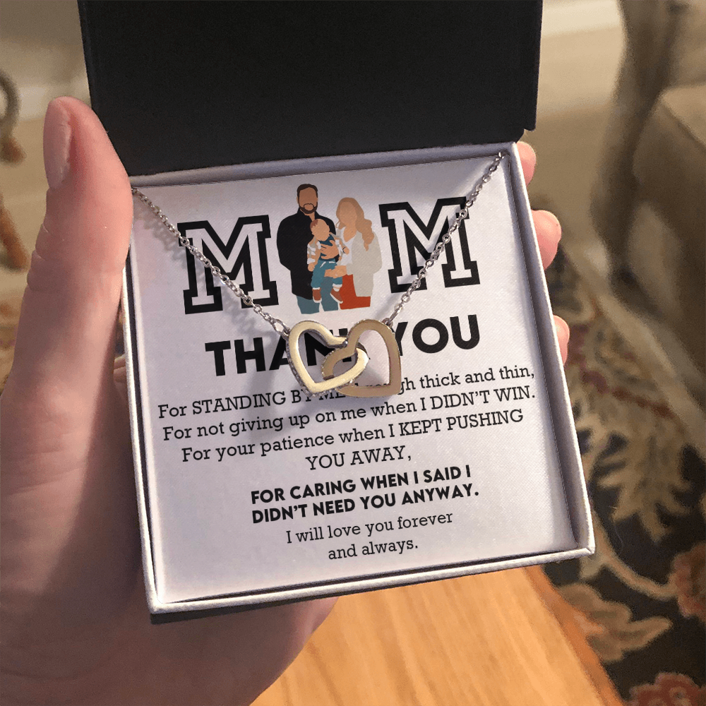 Mom Thank You Interlocking Hearts Necklace