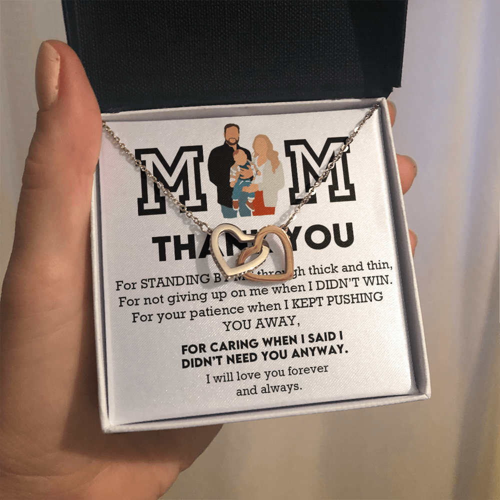 Mom Thank You Interlocking Hearts Necklace
