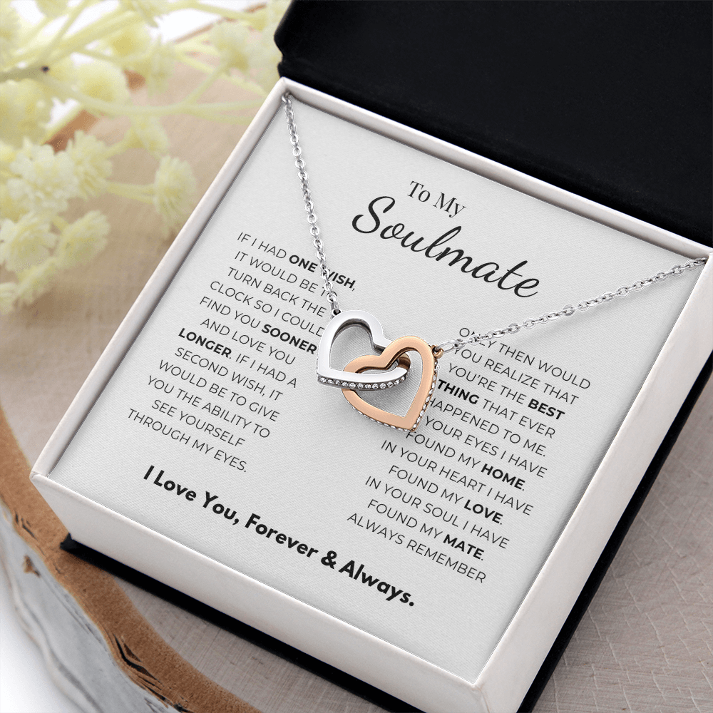 To My Soulmate Interlocking Hearts Necklace