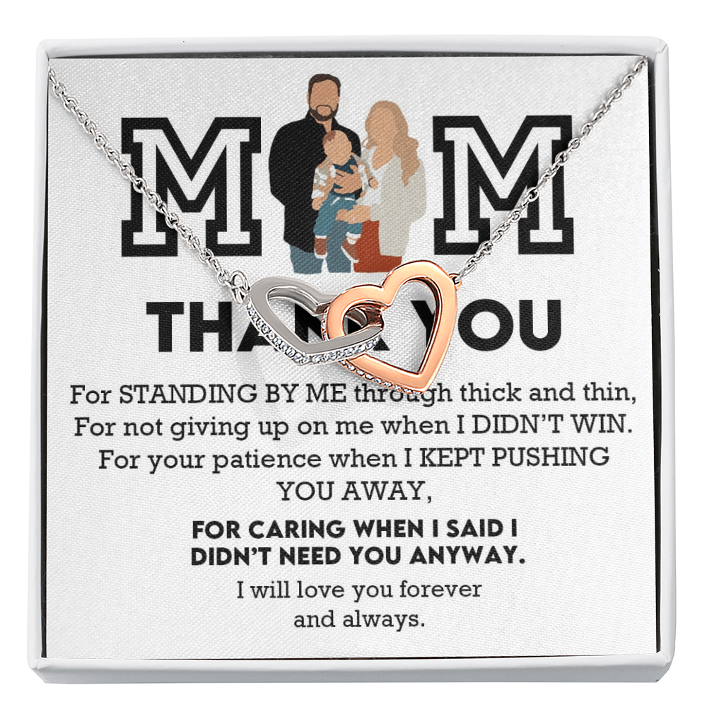 Mom Thank You Interlocking Hearts Necklace