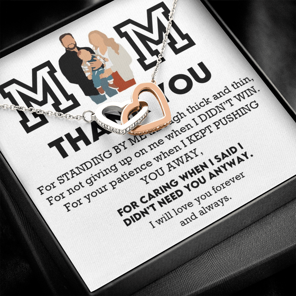 Mom Thank You Interlocking Hearts Necklace