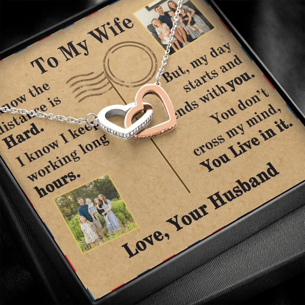 To My Wife Interlocking Hearts Necklace With 2 Photos