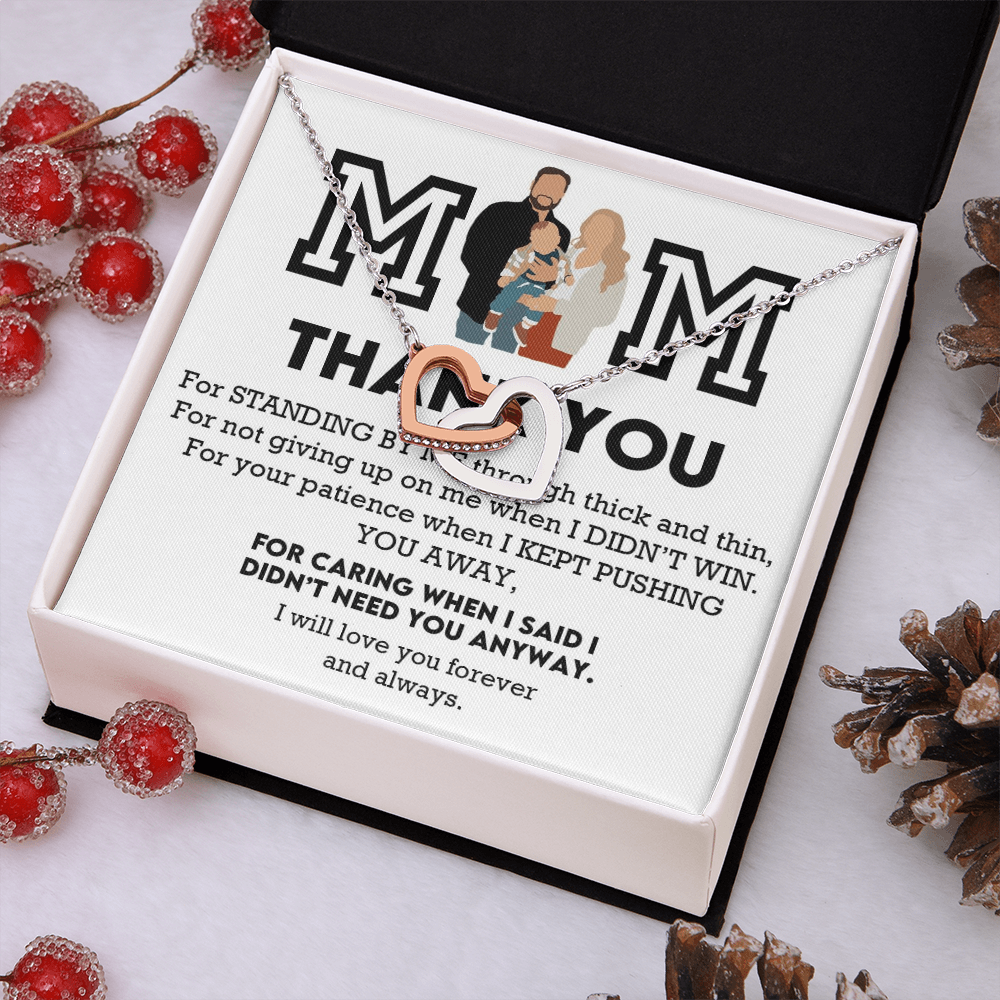 Mom Thank You Interlocking Hearts Necklace