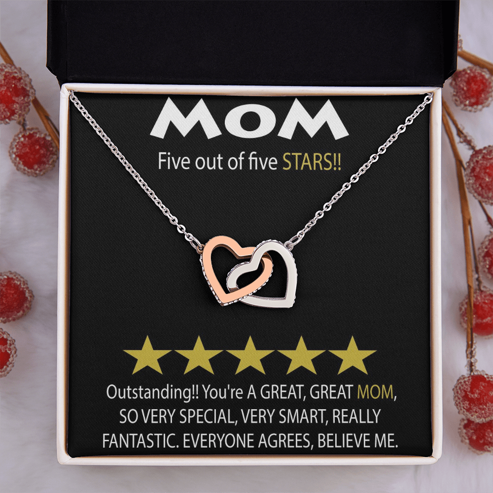 Mom 5 Stars Interlocking Hearts Necklace