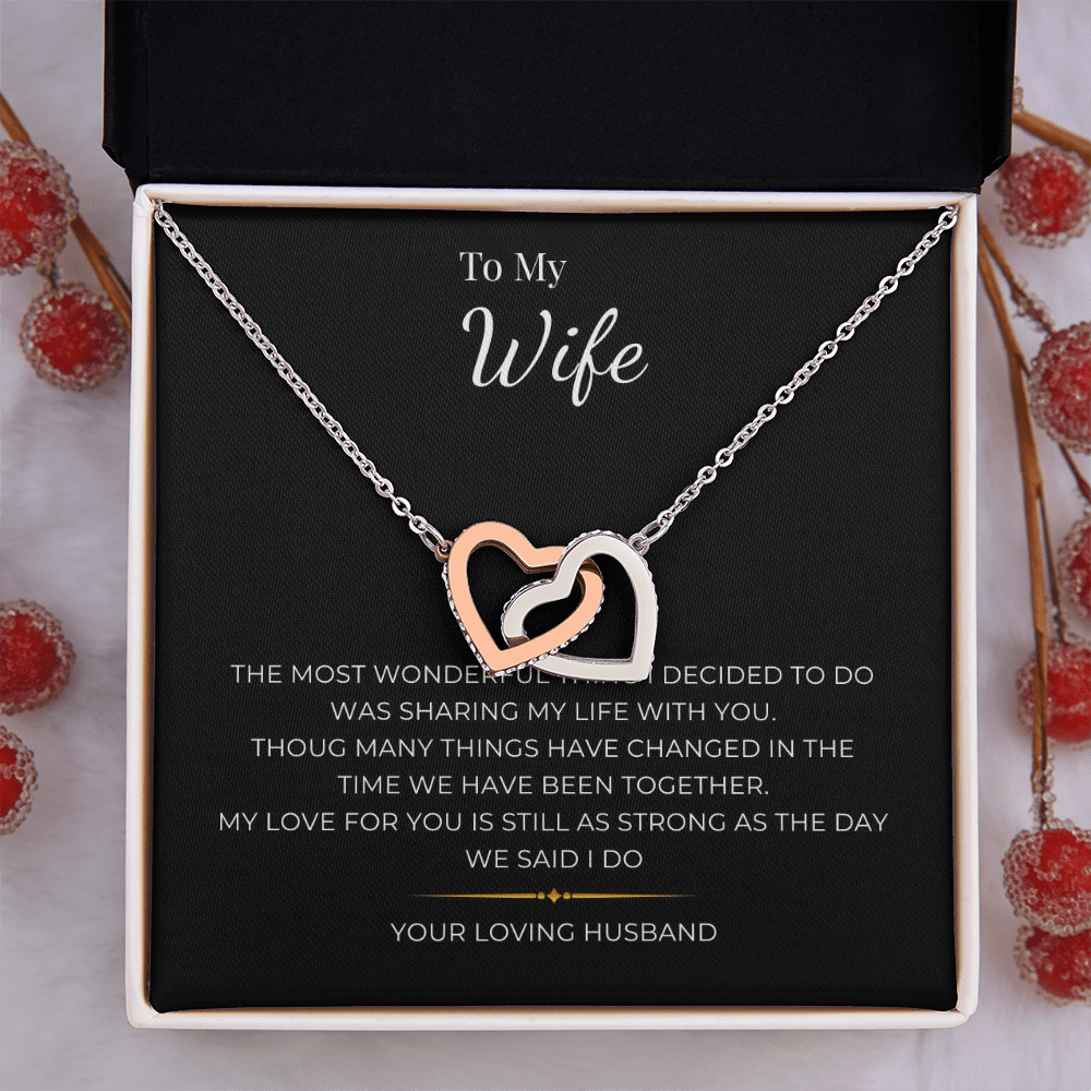 To My Wife Interlocking Hearts Necklace