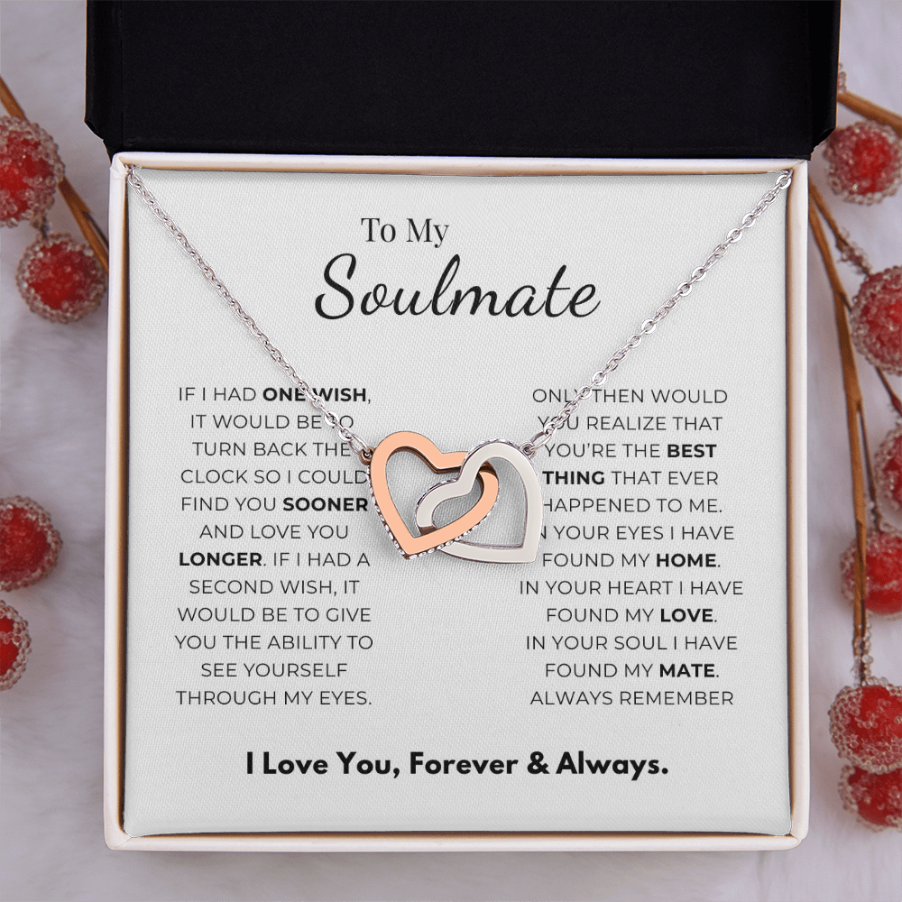 To My Soulmate Interlocking Hearts Necklace
