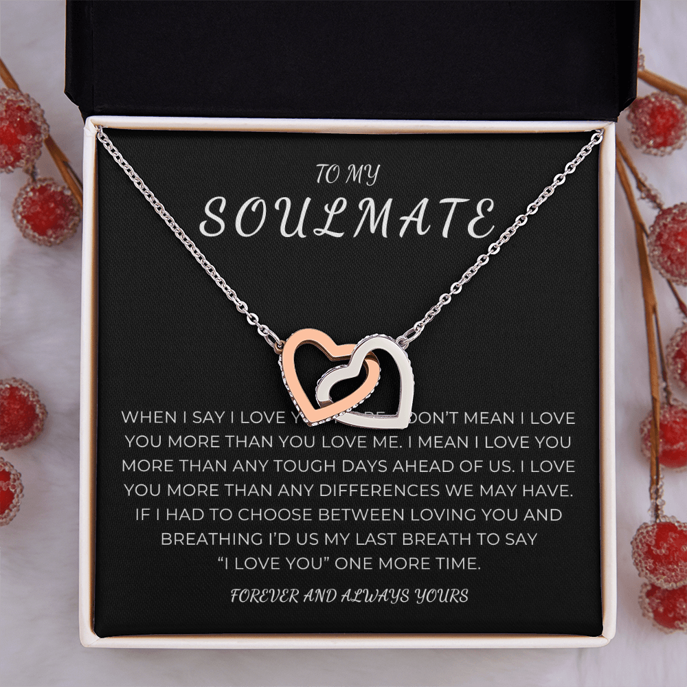 To My Soulmate Interlocking Hearts Necklace