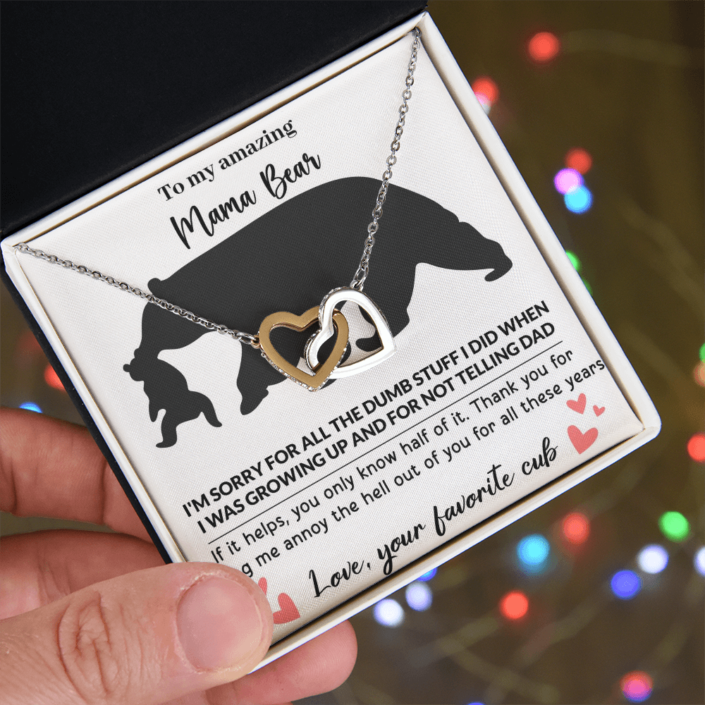 Mama Bear Interlocking Hearts Necklace