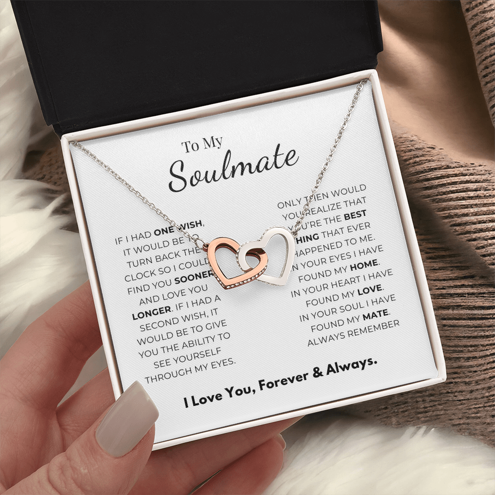 To My Soulmate Interlocking Hearts Necklace