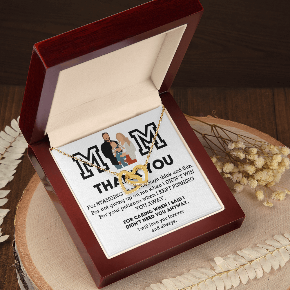 Mom Thank You Interlocking Hearts Necklace