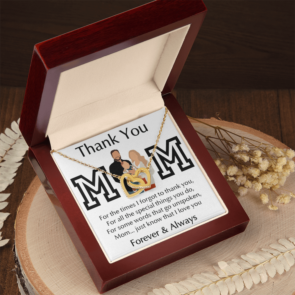 Thank You Mom Interlocking Hearts Necklace