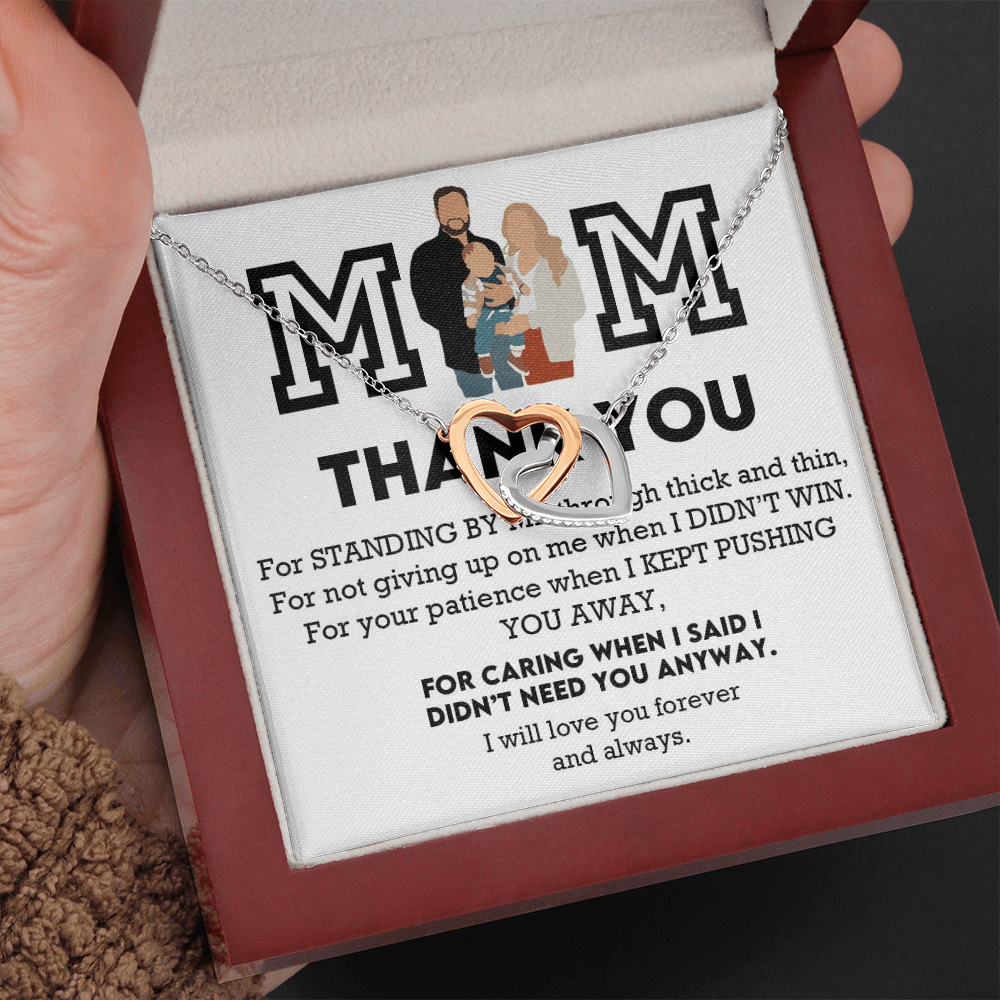 Mom Thank You Interlocking Hearts Necklace