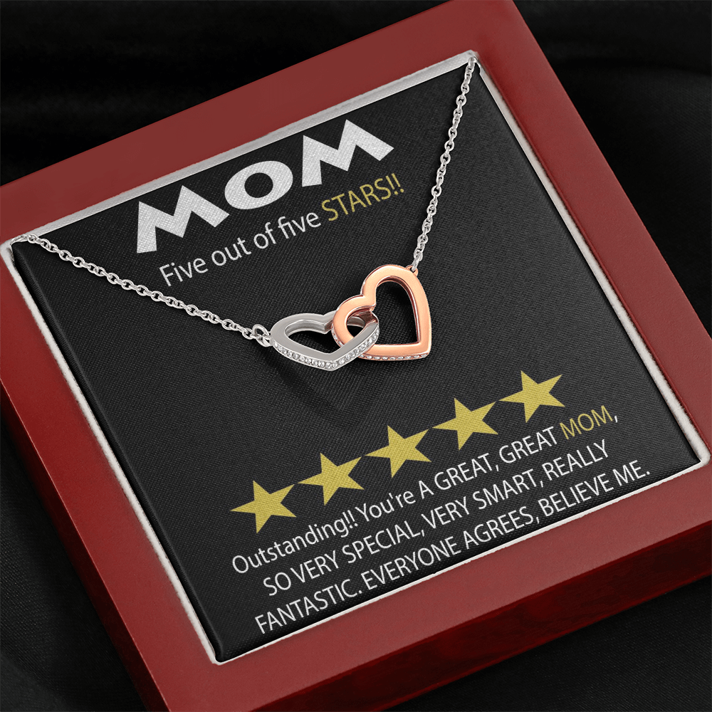 Mom 5 Stars Interlocking Hearts Necklace