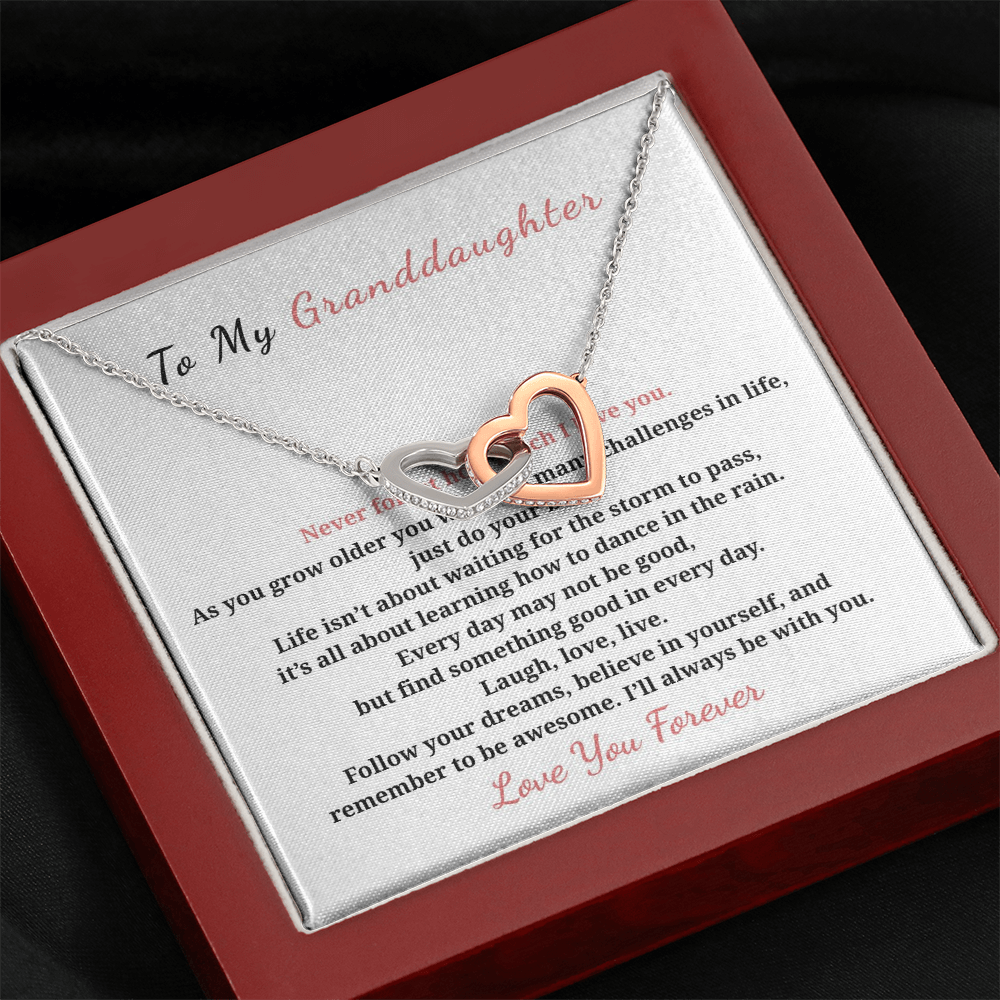 To My Granddaughter Interlocking Hearts Necklace