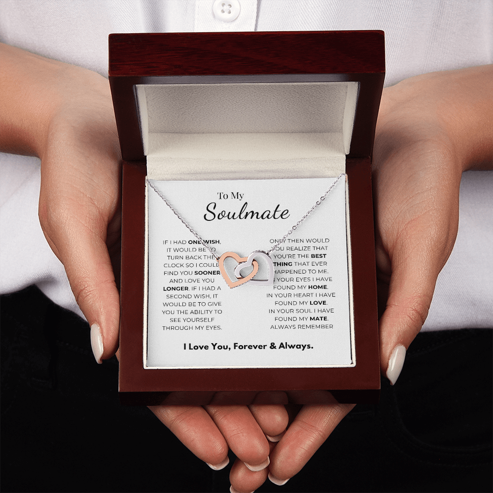 To My Soulmate Interlocking Hearts Necklace