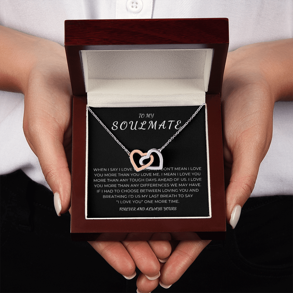 To My Soulmate Interlocking Hearts Necklace