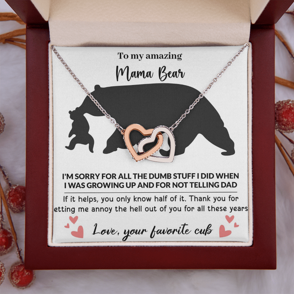 Mama Bear Interlocking Hearts Necklace