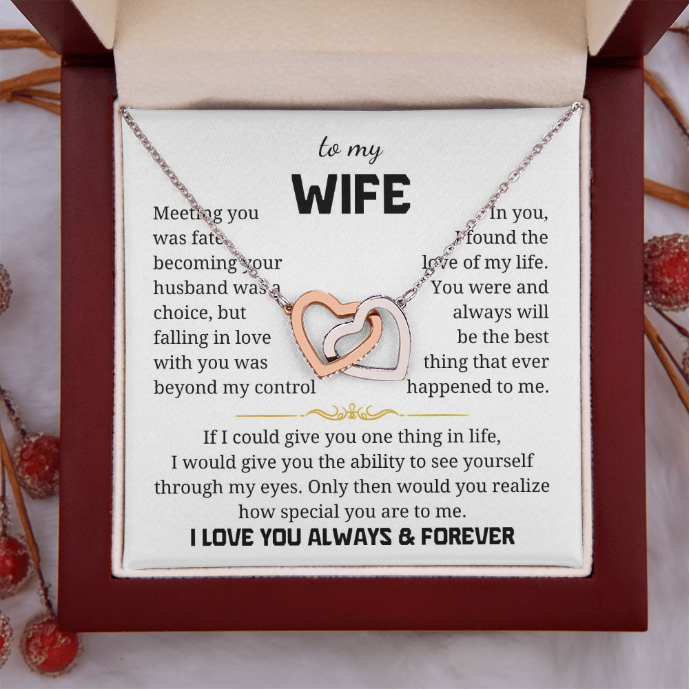 To My Wife Interlocking Hearts Necklace