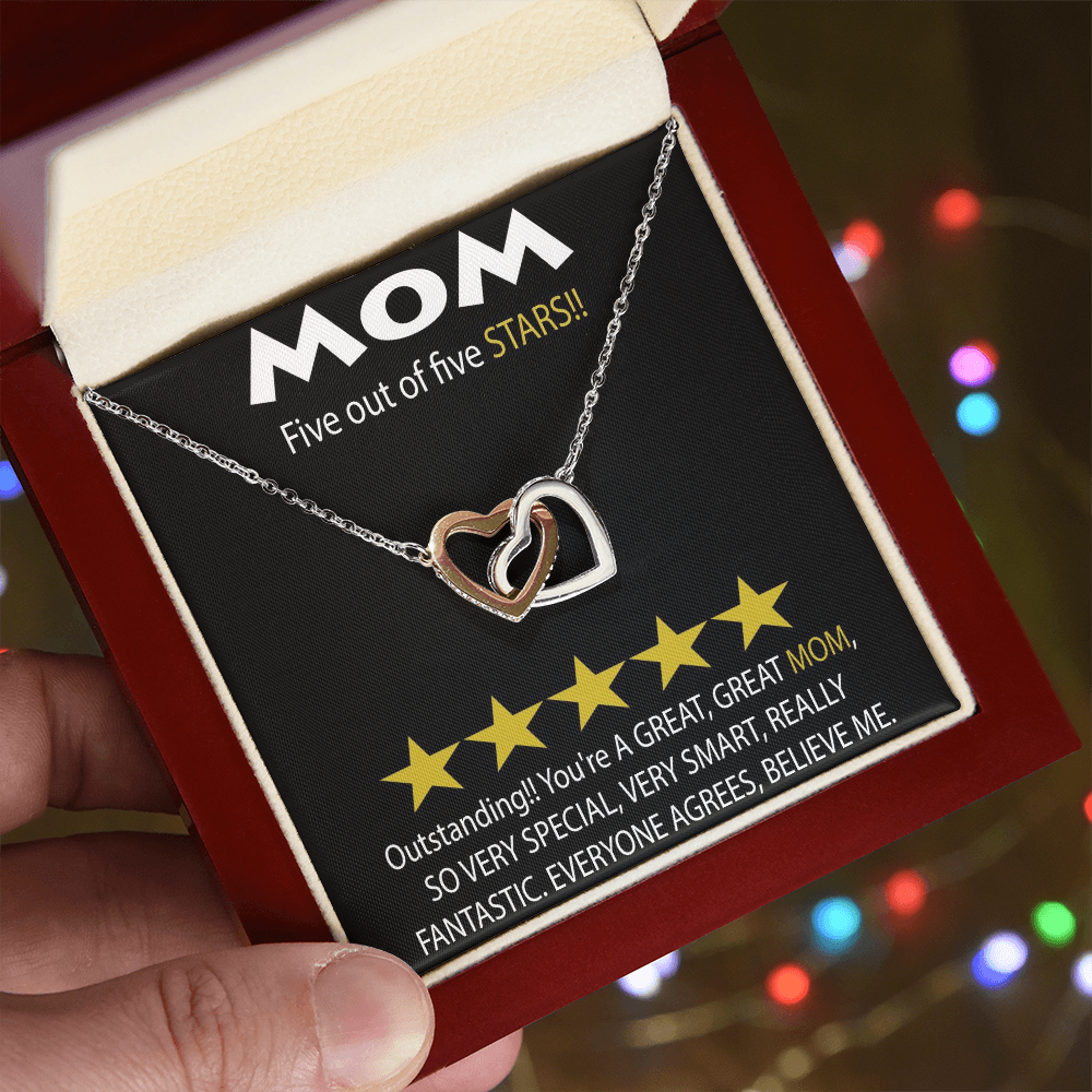 Mom 5 Stars Interlocking Hearts Necklace