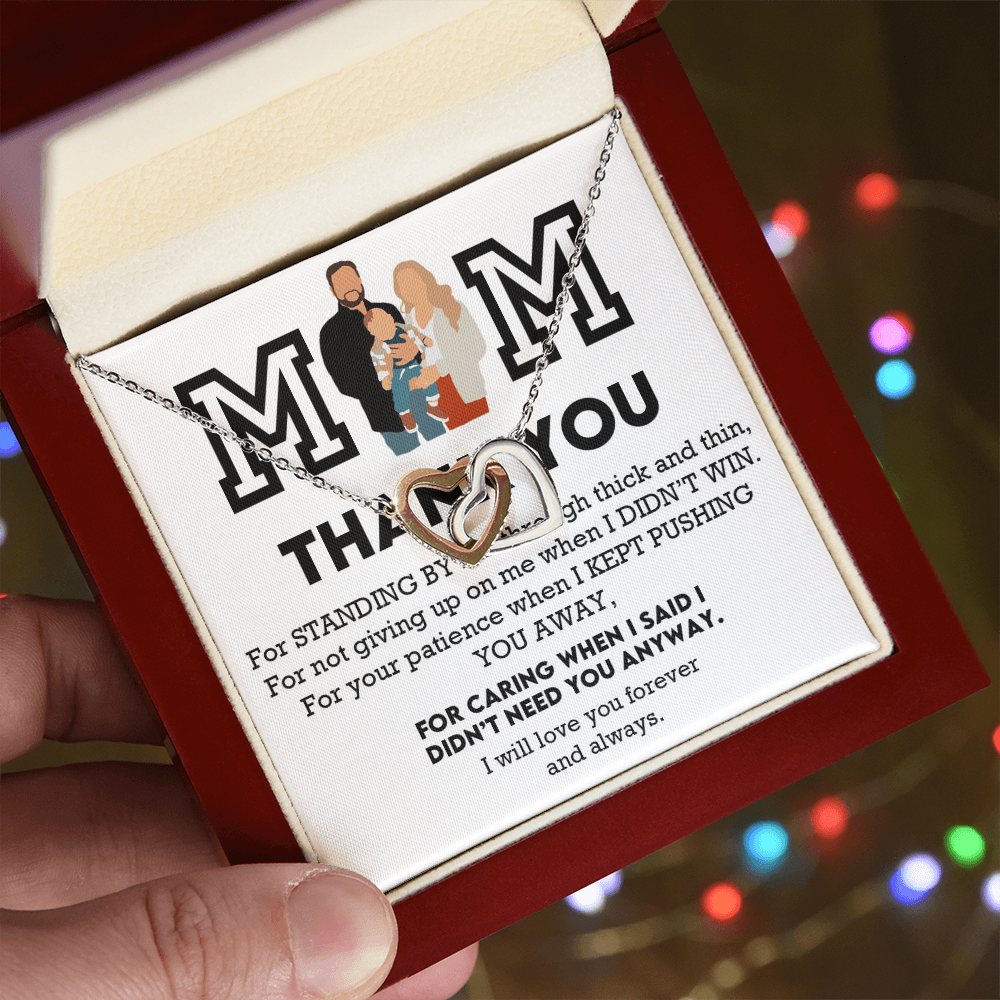Mom Thank You Interlocking Hearts Necklace