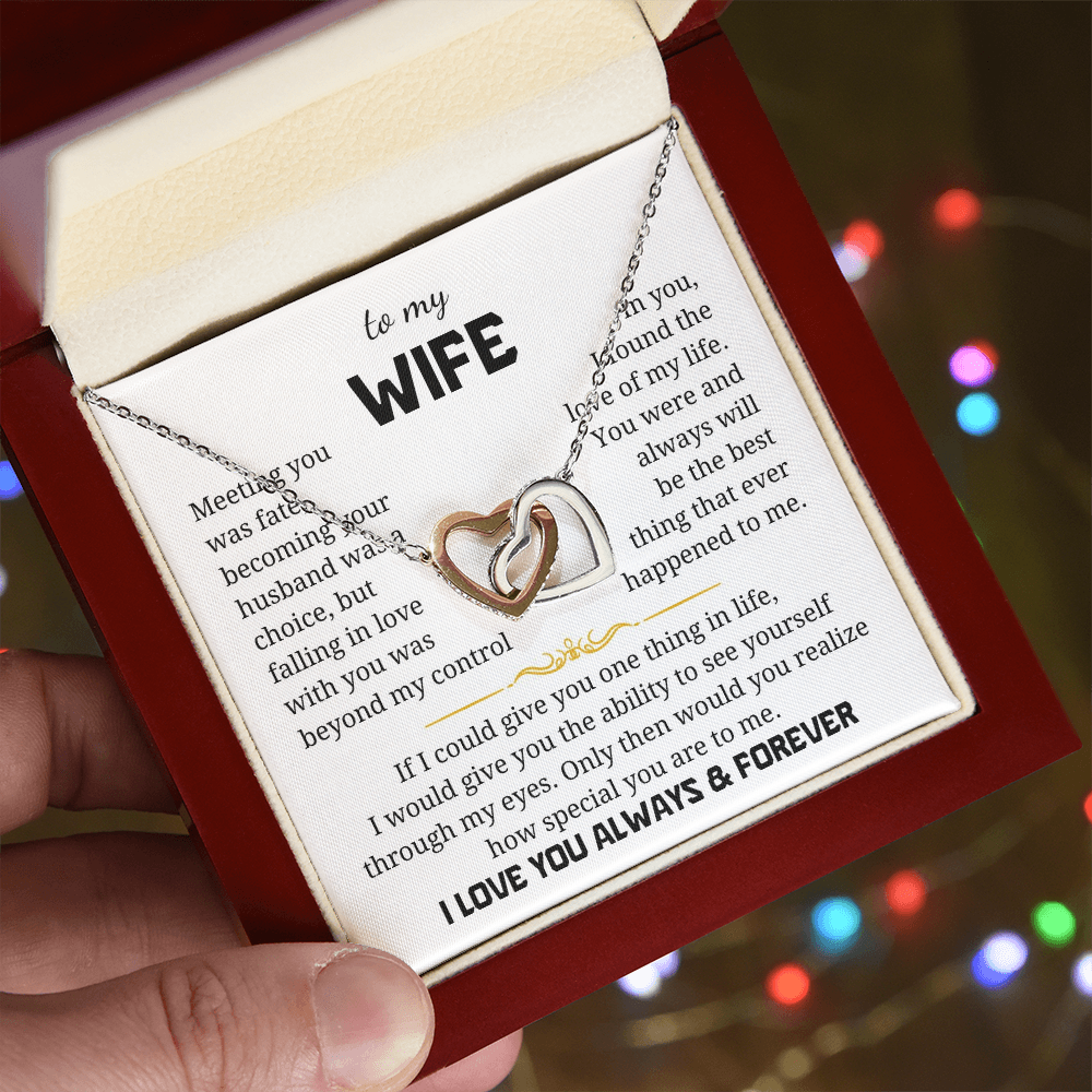 To My Wife Interlocking Hearts Necklace