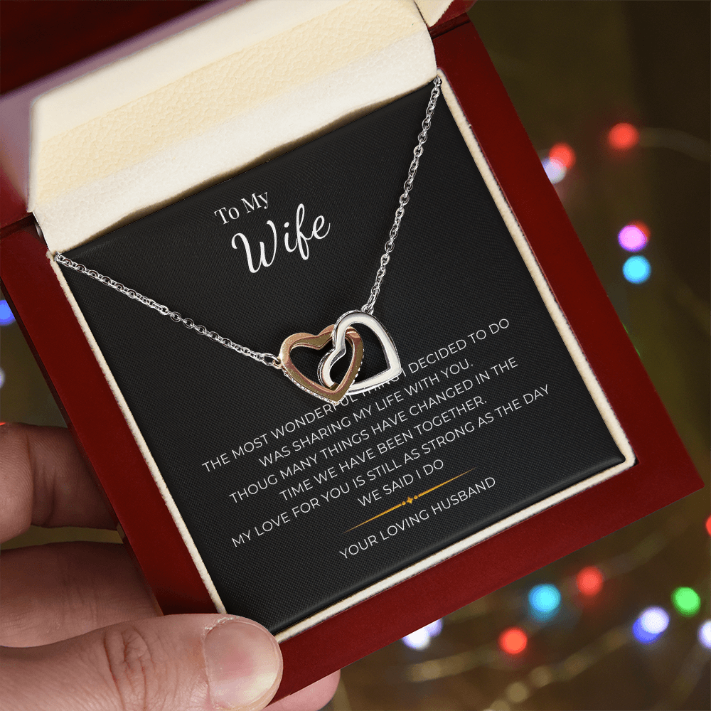 To My Wife Interlocking Hearts Necklace