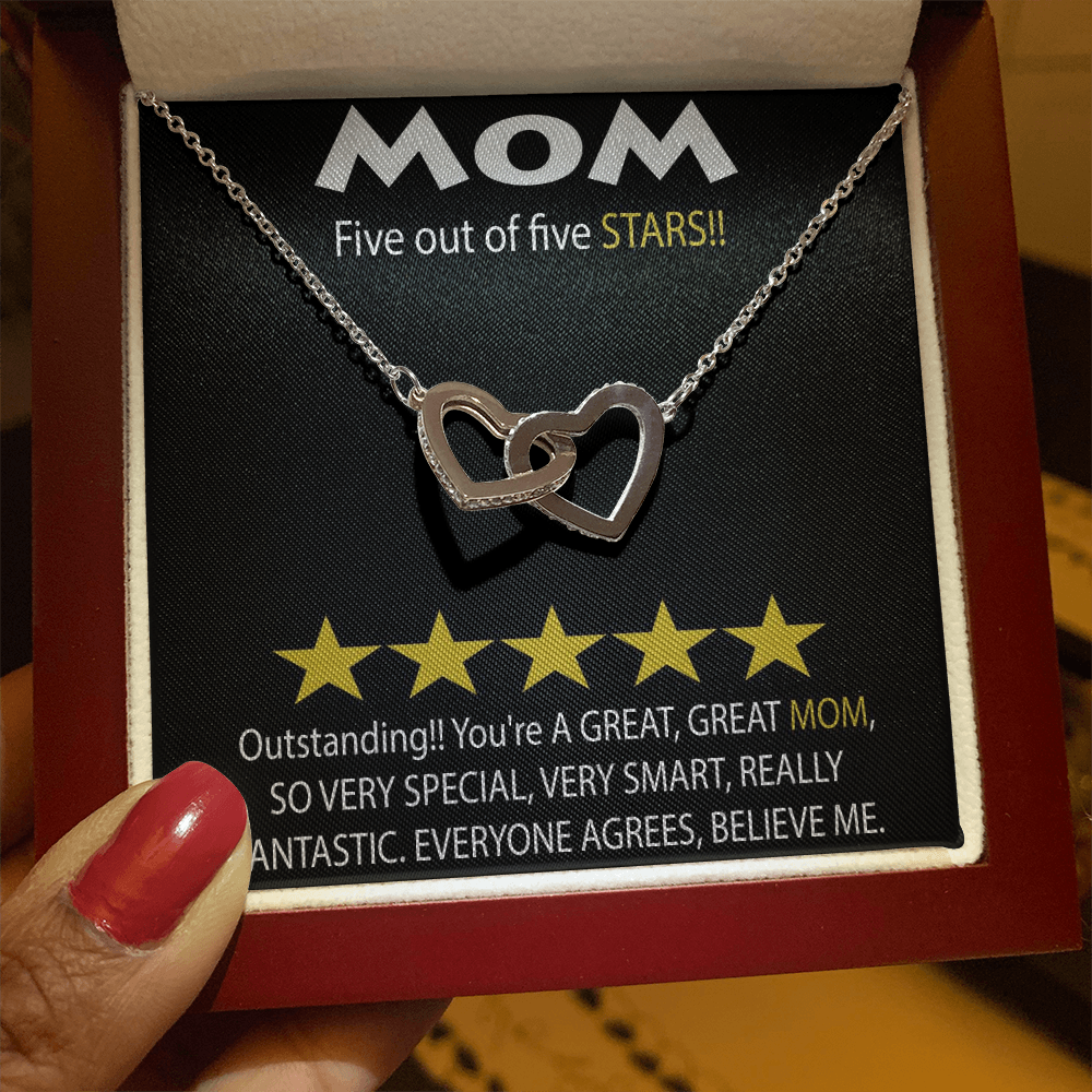 Mom 5 Stars Interlocking Hearts Necklace