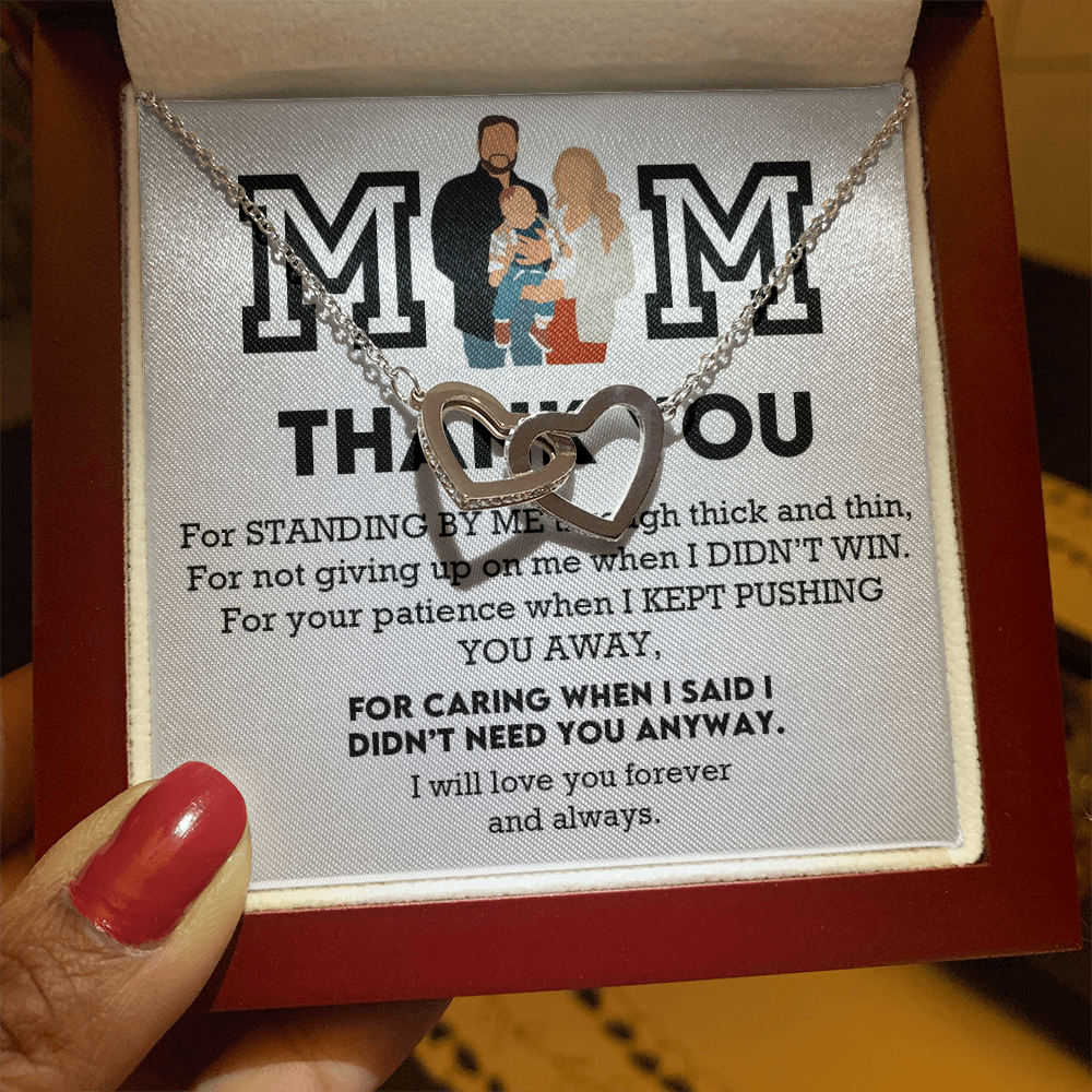 Mom Thank You Interlocking Hearts Necklace