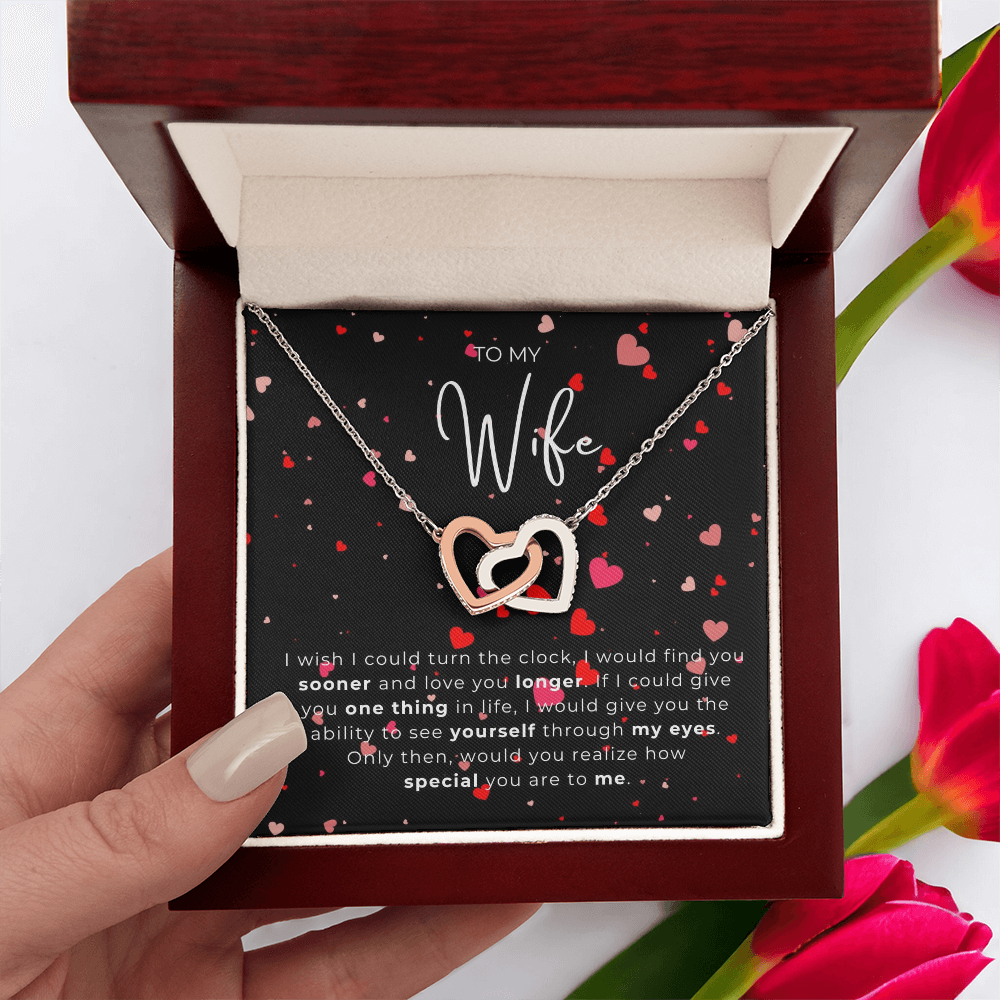 To My Wife Interlocking Hearts Necklace